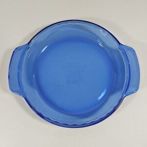 Vintage Anchor Ovenware Cobalt Blue Pie Plate With Scalloped Edge 9" 1QT.